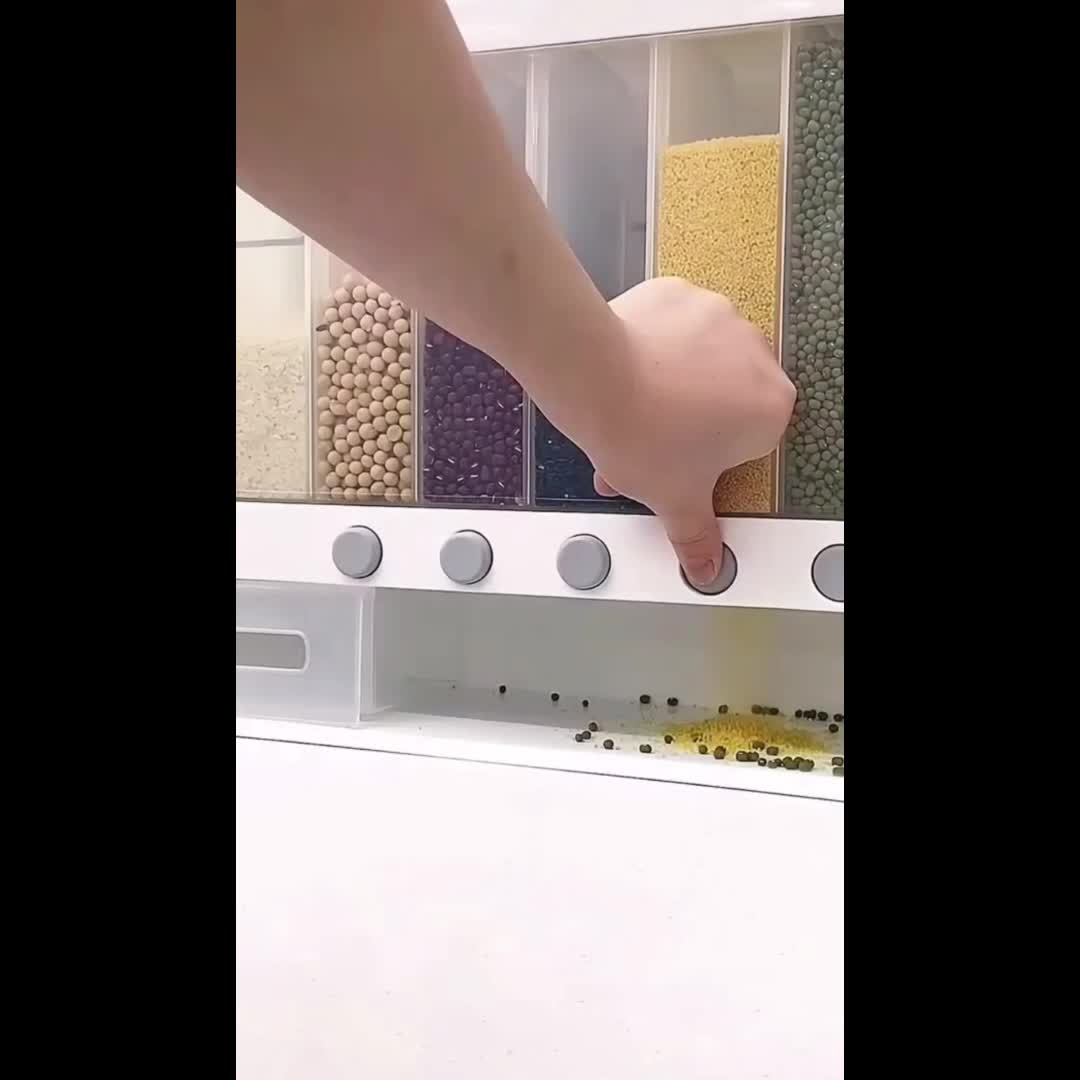 Food Sealed Storage Container Box Cereal Dispenser Rice Wall Mounted Dry Food Beans Kitchen Box Home Kitchen, Rice Dispenser