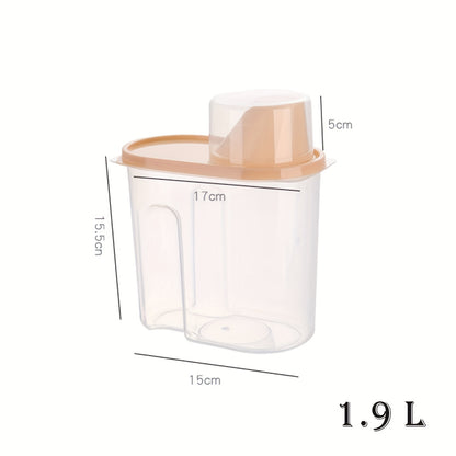 4pcs Large Airtight Cereal Storage Containers with Spout & Measuring Cup - Push-Button Easy-Pour Flip-Top Lid, Plastic Jars Suitable for Kitchen Pantry, Rice, Pet Food, Dry Goods - Multi-Color