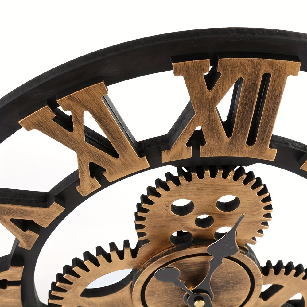 Large Gear/open Roman Numeral Wall Clock, No Noise, No Ticking Gear, No Movement Wall Clock 20 " (approx. 50.8 Cm)