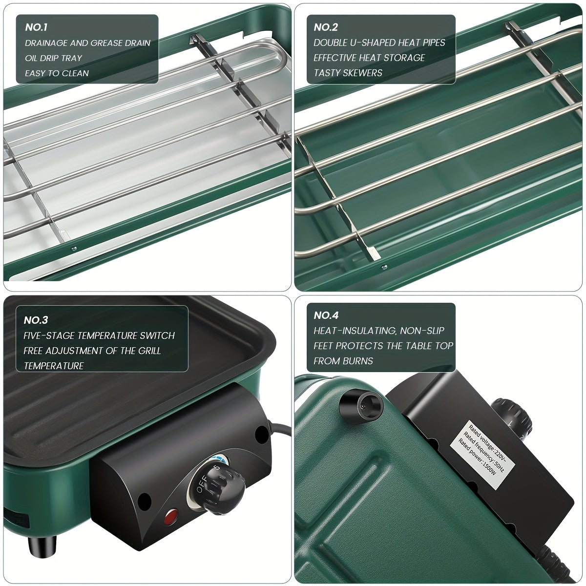 Electric Griddle Flat Non-Stick Cooking Surface | Adjustable Thermostat, Indoor Grill with Two Attachments: Grill Plate and Griddle, Perfect for Pancakes, Burgers, Eggs, Black, Christmas Grill | Stainless Steel 304, British S