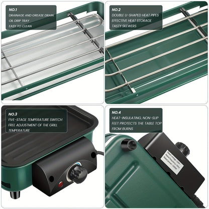 Electric Griddle Flat Non-Stick Cooking Surface | Adjustable Thermostat, Indoor Grill with Two Attachments: Grill Plate and Griddle, Perfect for Pancakes, Burgers, Eggs, Black, Christmas Grill | Stainless Steel 304, British S