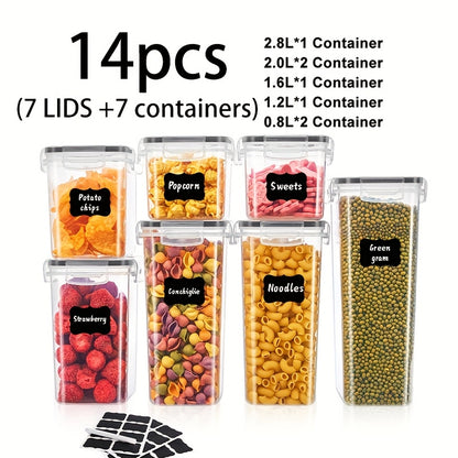 72/48pcs Airtight Food Storage Containers with LIDS, Perfect for Kitchen Pantry Organization And Storage Of Grains, Rice, Pasta, Tea, Nuts And Coffee Beans - Dishwasher Safe And Includes Labeled And Labeled Kitchen Items