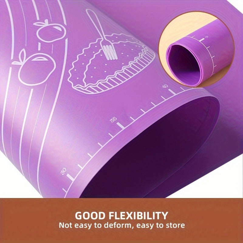 1pc Non-Stick Baking Mat with Rolling Pin Guide & Measurement Scale - Heavy-Duty Rubber Pastry Mat with Rounded Edges, Non-Slip Surface for Precise Dough Rolling, Cookie & Pie Making - Ideal for Christmas, Halloween, Easter,