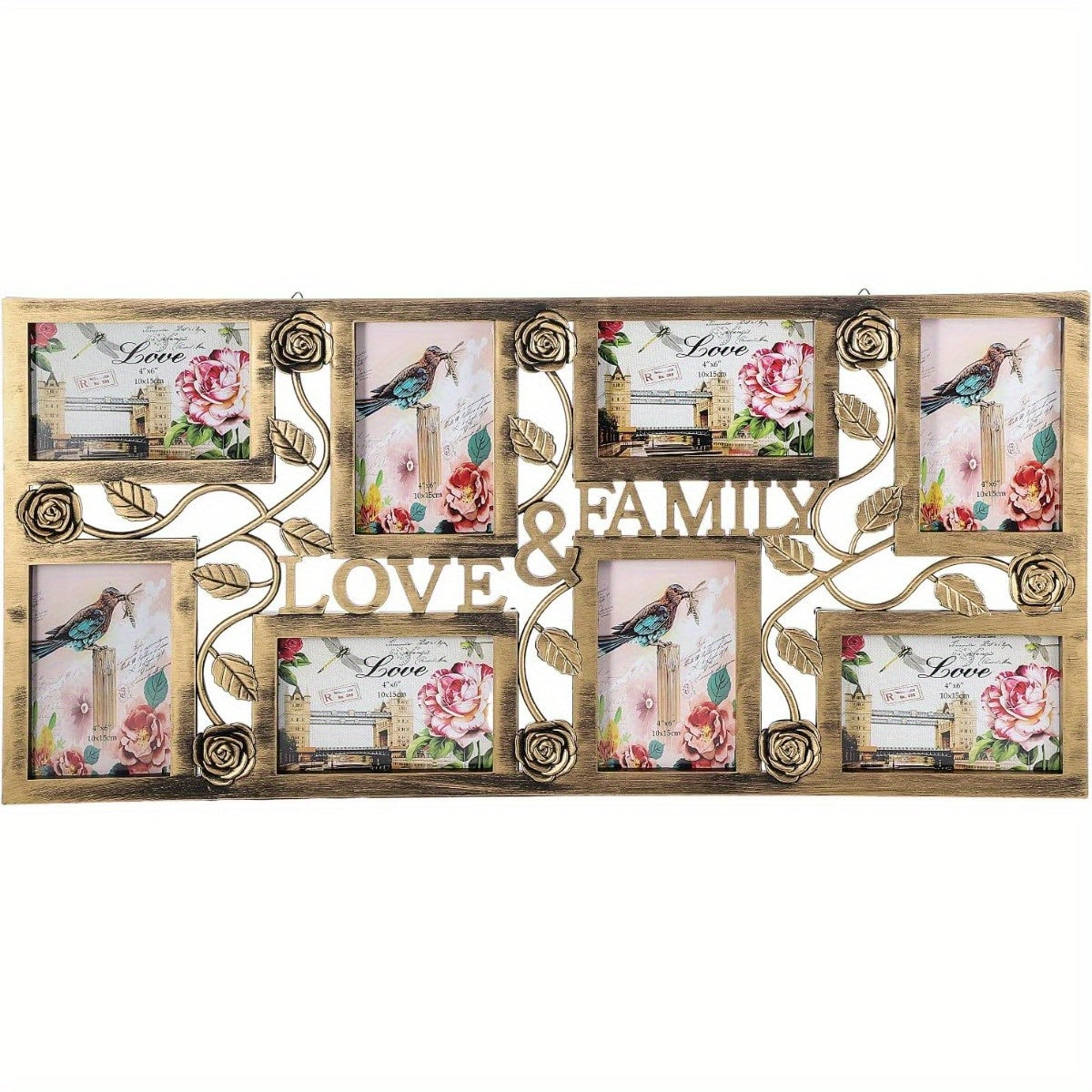 Multi Aperture Photo Frame - Collage Picture Frame for 8 Photos - 27.6x13 Inch Wall MountedIde al as Gift - Copper
