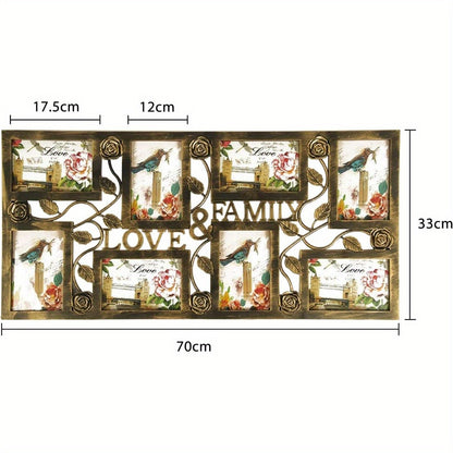 Multi Aperture Photo Frame - Collage Picture Frame for 8 Photos - 27.6x13 Inch Wall MountedIde al as Gift - Copper