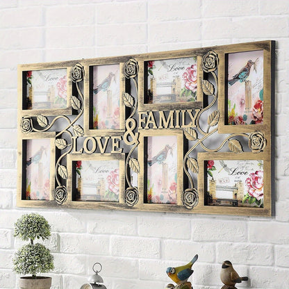 Multi Aperture Photo Frame - Collage Picture Frame for 8 Photos - 27.6x13 Inch Wall MountedIde al as Gift - Copper