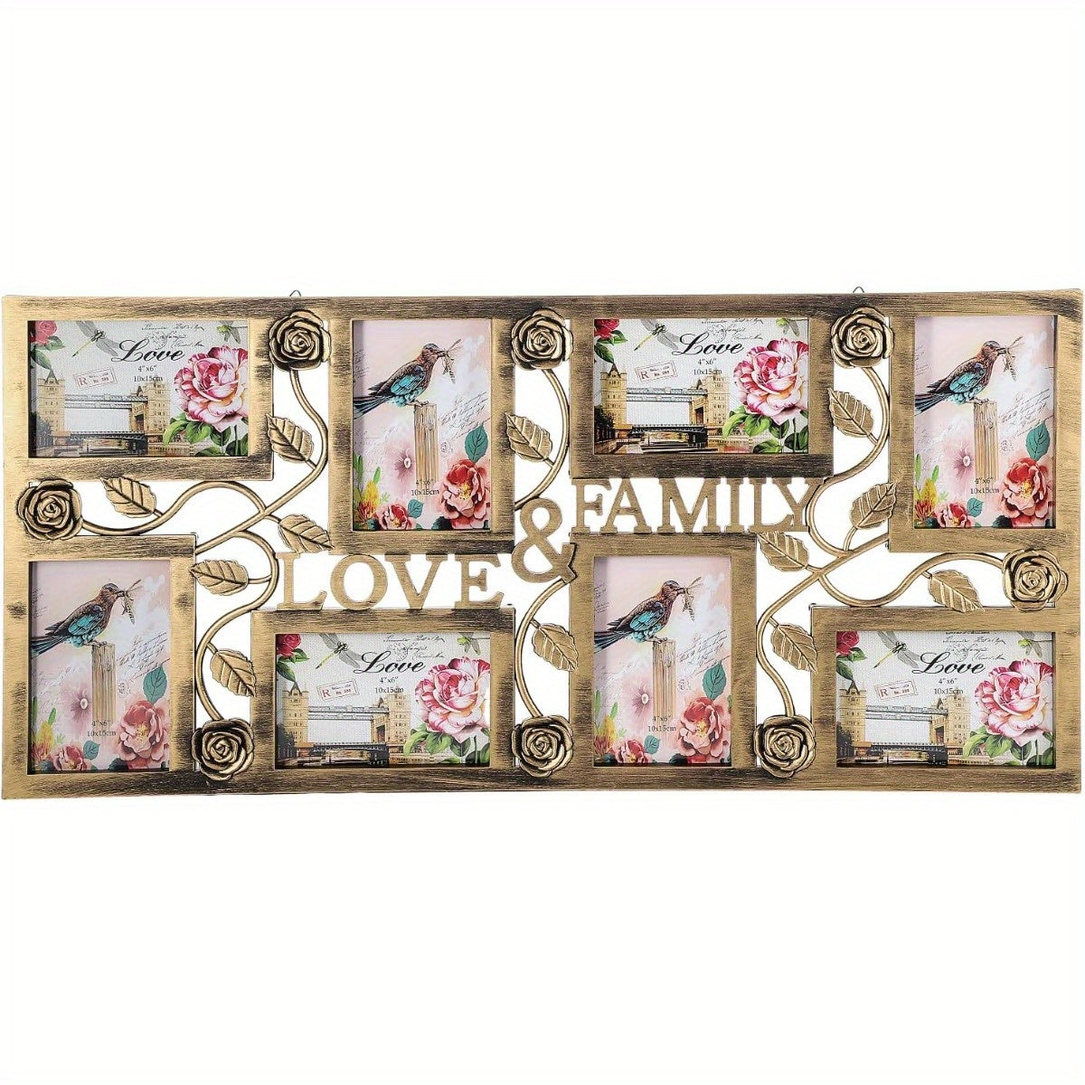 Multi Aperture Photo Frame - Collage Picture Frame for 8 Photos - 27.6x13 Inch Wall MountedIde al as Gift - Copper
