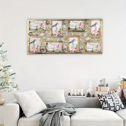 Multi Aperture Photo Frame - Collage Picture Frame for 8 Photos - 27.6x13 Inch Wall MountedIde al as Gift - Copper