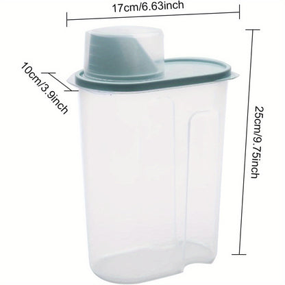 4pcs Large Airtight Cereal Storage Containers with Spout & Measuring Cup - Push-Button Easy-Pour Flip-Top Lid, Plastic Jars Suitable for Kitchen Pantry, Rice, Pet Food, Dry Goods - Multi-Color