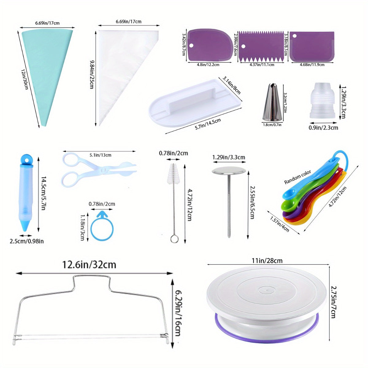137pcs Cake Decorating Kit with Turntable - Stainless Steel Piping Tips, Cupcake & Baking Tools for Creative Desserts