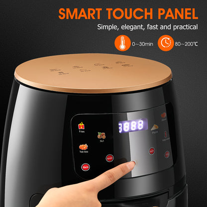 6L Large Capacity Air Fryer with Touch Screen & 8-in-1 Multi-Functionality, 80% Less Fat Healthy Cooking, Smart Preset Menus,, Overheat & Auto Shut-Off, 1400W Powerful with 30-Min Timer, Family Size XL Air Fryer Oven for Baki