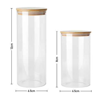 10pcs Glass Wooden Lids Round Kitchen Airtight Canister Storage Jar Spice Jar Food Dispenser With Lid For Canning Cereal, Pasta, Spices Christmas Gift Holiday Gift Guide