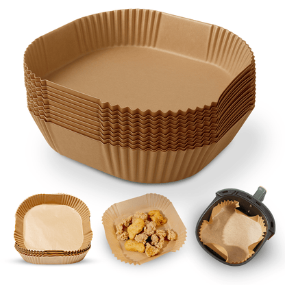 100pcs Air Fryer Parchment Paper 9 inch Liners - Disposable, Greaseproof, Heat Resistant to 220°C, Food Grade LFGB Standard, Compatible with Ninja, Tower