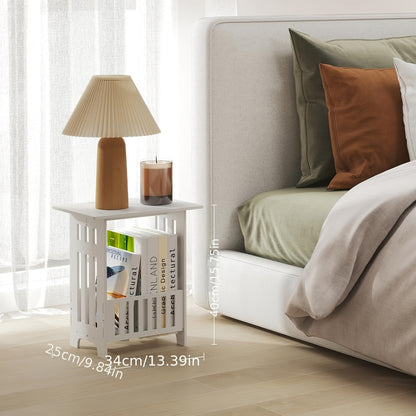 Bathroom Storage Cabinet | White Wood-Plastic Freestanding Organizer | 3-Tier with Slatted Doors & Open Shelf | Space-Saving Design for Bathroom, Kitchen, Bedroom | Modern Minimalist Style, Woodplastic Material, B