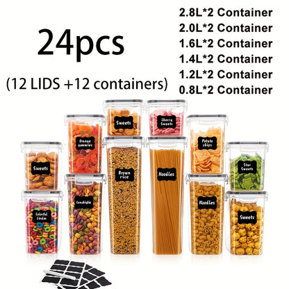 72/48pcs Airtight Food Storage Containers with LIDS, Perfect for Kitchen Pantry Organization And Storage Of Grains, Rice, Pasta, Tea, Nuts And Coffee Beans - Dishwasher Safe And Includes Labeled And Labeled Kitchen Items