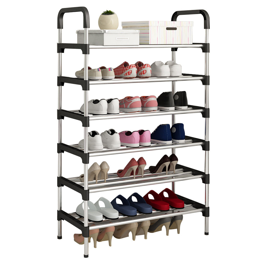 6 Tier Metal Shoe Rack Shoe Storage Organiser, Free Standing Durable Narrow Shoe Rack, Vertical Slim Shoe Tower, Multi Functional Heavy Duty Storage Unit Shoe Stand, Entryway Shoe Holder Space Saving Shoe Shelf Shoe Organizer