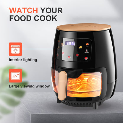 6L Large Capacity Air Fryer with Touch Screen & 8-in-1 Multi-Functionality, 80% Less Fat Healthy Cooking, Smart Preset Menus,, Overheat & Auto Shut-Off, 1400W Powerful with 30-Min Timer, Family Size XL Air Fryer Oven for Baki