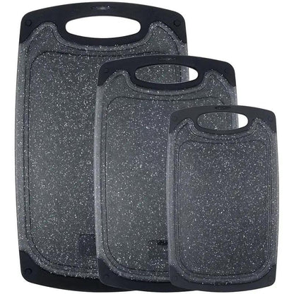 3Pcs Cutting Board, Plastic 3-Piece Set, Thick Chopping Boards for Meat, Vegetables, Fruits, with Easy-Grip Handles, Dishwasher Safe.