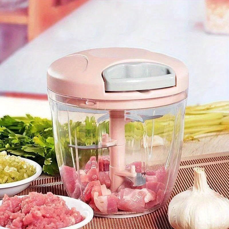 Manual Heavy-Duty Meat Mincer, Garlic Chopper & Onion Crusher - Heavy-Duty Plastic Hands- Rotating Masher Suitable for Meat, Garlic, Onion, Vegetable Chopping - Compact Kitchen Gadget for Meat Grinding & Crushing Tasks