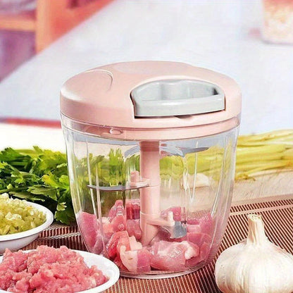 Manual Heavy-Duty Meat Mincer, Garlic Chopper & Onion Crusher - Heavy-Duty Plastic Hands- Rotating Masher Suitable for Meat, Garlic, Onion, Vegetable Chopping - Compact Kitchen Gadget for Meat Grinding & Crushing Tasks
