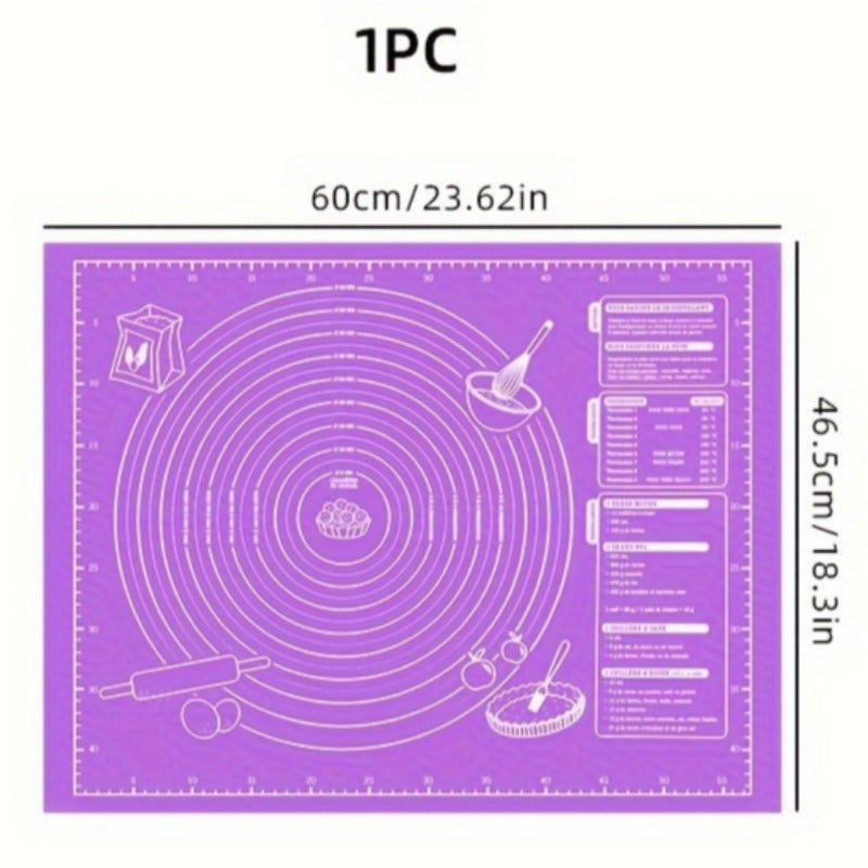 1pc Non-Stick Baking Mat with Rolling Pin Guide & Measurement Scale - Heavy-Duty Rubber Pastry Mat with Rounded Edges, Non-Slip Surface for Precise Dough Rolling, Cookie & Pie Making - Ideal for Christmas, Halloween, Easter,