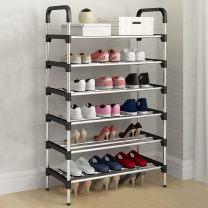 6 Tier Metal Shoe Rack Shoe Storage Organiser, Free Standing Durable Narrow Shoe Rack, Vertical Slim Shoe Tower, Multi Functional Heavy Duty Storage Unit Shoe Stand, Entryway Shoe Holder Space Saving Shoe Shelf Shoe Organizer