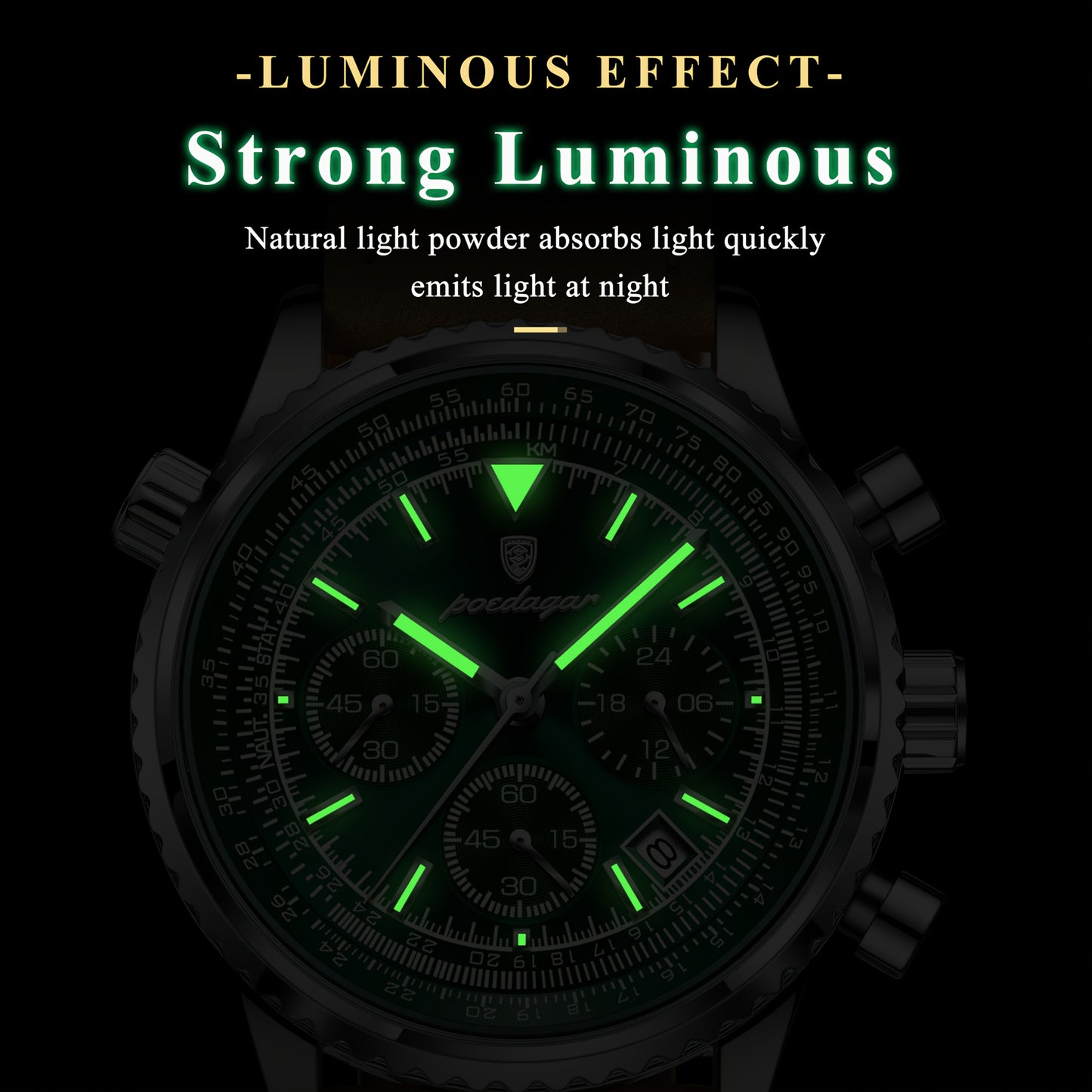 Men'S Sports College Watch with Calendar, Chronograph, Luminous, Waterproof, Quartz Display.