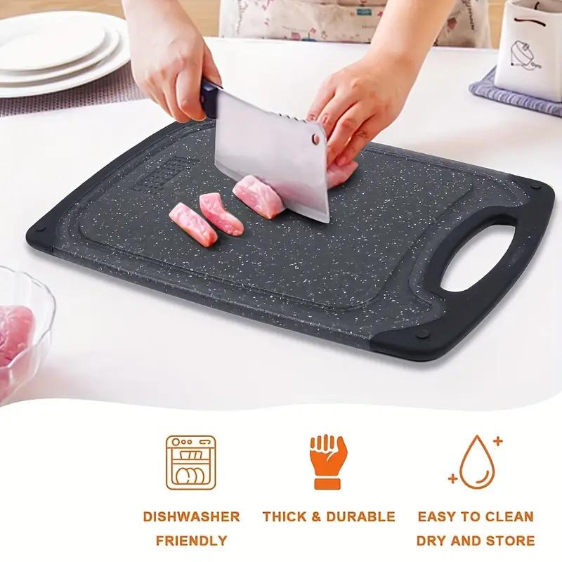 3Pcs Cutting Board, Plastic 3-Piece Set, Thick Chopping Boards for Meat, Vegetables, Fruits, with Easy-Grip Handles, Dishwasher Safe.