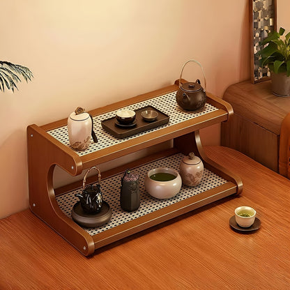 A Three-Tier Or Two-Tier Kitchen Storage Rack, a Rack for Dishes And Cups, Designed with a Hollow Board for Drainage, a Coffee Bar Shelf, a Countertop Cabinet for Cups.