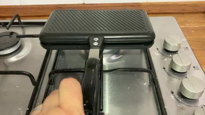 1pc Non-stick Double-sided Frying Pan - Sandwich with Handle - Removable Aluminum Alloy Griddle - Double-sided Frying Pan - Steak Bread Toast Egg Mold - Flip Cover Pot - Suitable for Indoor and Outdoor - Home Kitchen Multifun