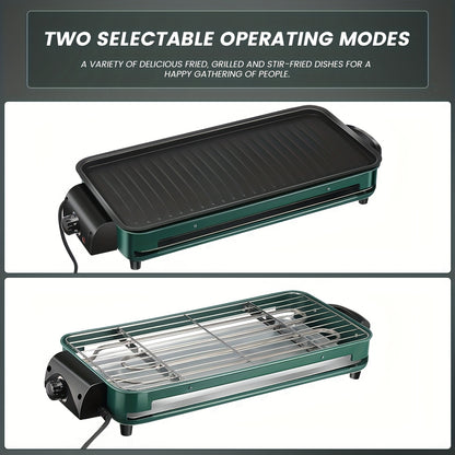 Electric Griddle Flat Non-Stick Cooking Surface | Adjustable Thermostat, Indoor Grill with Two Attachments: Grill Plate and Griddle, Perfect for Pancakes, Burgers, Eggs, Black, Christmas Grill | Stainless Steel 304, British S