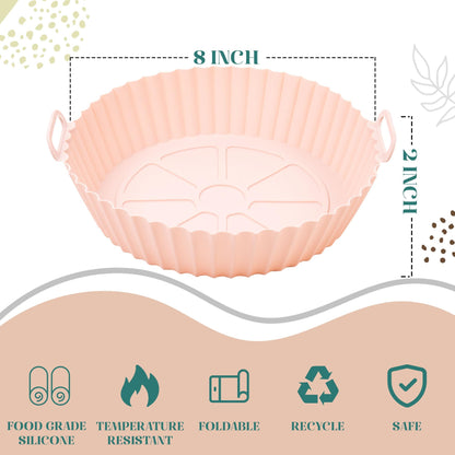 4pcs Silicone Pot for Air Fryer Dual Basket Liners Handle Baking Pan | Reusable Airfryer Pot Non-stick | Silicone Air Fryer Liners – Reusable Air Fryer Accessories | Round Air Fryer Silicone Liner – Fits Most silicone air