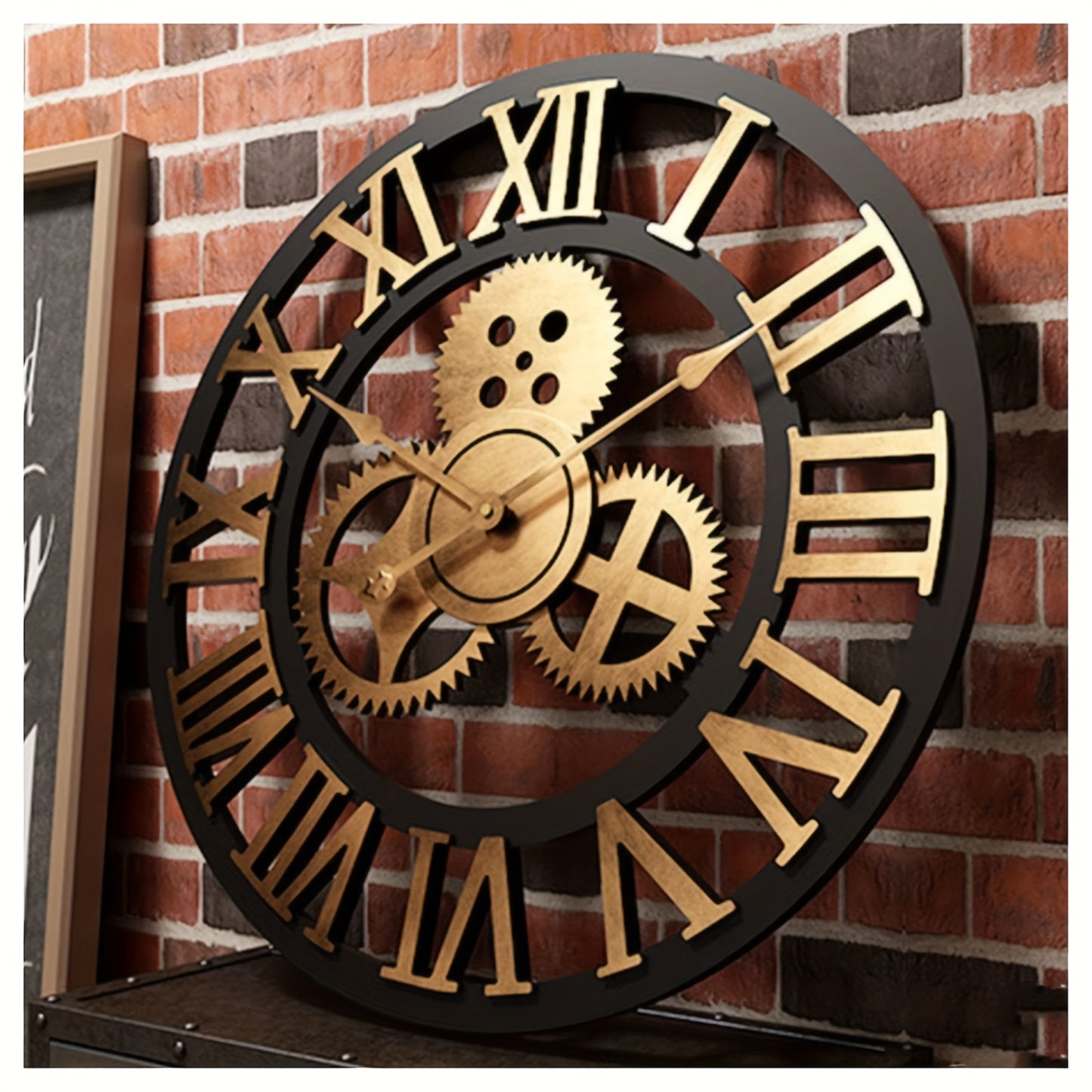Large Gear/open Roman Numeral Wall Clock, No Noise, No Ticking Gear, No Movement Wall Clock 20 " (approx. 50.8 Cm)