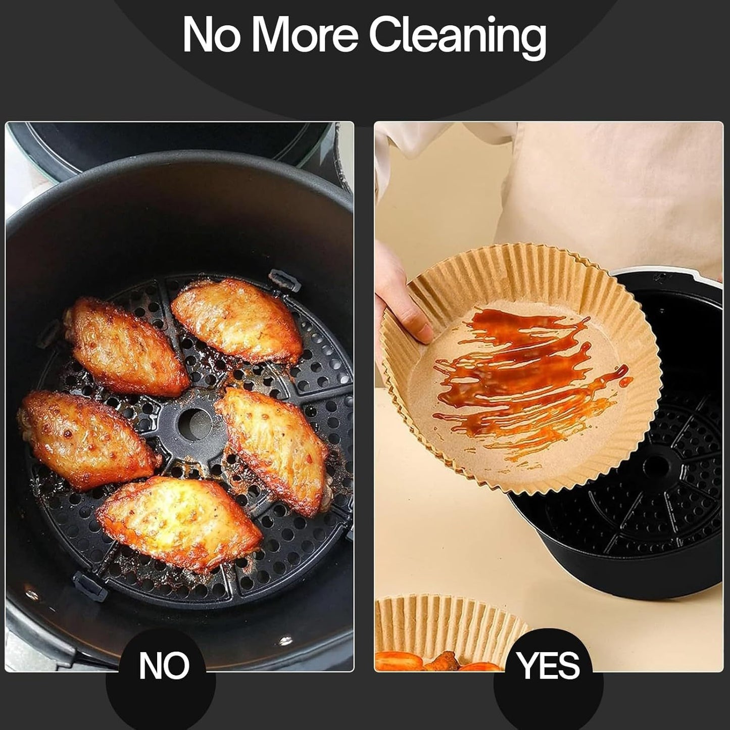 50-Piece 16cm Air Fryer Baking Paper Set – High-Temperature Resistant Disposable Round Liners for Air Fryers – Non-Stick, Easy-to-Clean, and Practical Kitchen Solution – Perfect for Baking, Frying, and Reheating – Pre