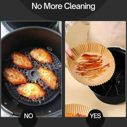 50-Piece 16cm Air Fryer Baking Paper Set – High-Temperature Resistant Disposable Round Liners for Air Fryers – Non-Stick, Easy-to-Clean, and Practical Kitchen Solution – Perfect for Baking, Frying, and Reheating – Pre