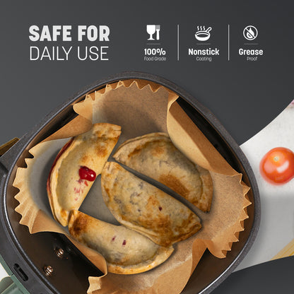 100pcs Air Fryer Parchment Paper 9 inch Liners - Disposable, Greaseproof, Heat Resistant to 220°C, Food Grade LFGB Standard, Compatible with Ninja, Tower