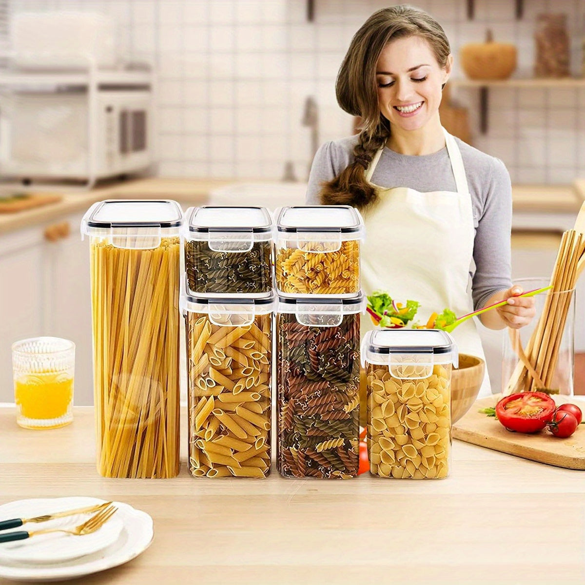 72/48pcs Airtight Food Storage Containers with LIDS, Perfect for Kitchen Pantry Organization And Storage Of Grains, Rice, Pasta, Tea, Nuts And Coffee Beans - Dishwasher Safe And Includes Labeled And Labeled Kitchen Items