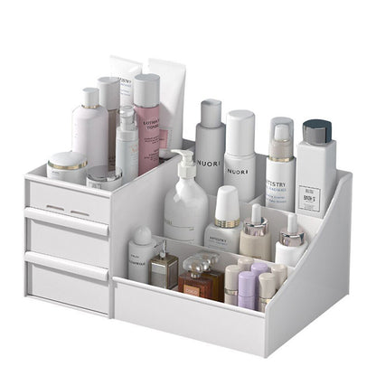 Portable Makeup Organizer with 9 Compartments & Drawers - Lightweight White Polished Cosmetic Storage for Vanity, Bathroom, Bedroom, Dresser - No Assembly Needed, Cosmetic Storage Organizer.