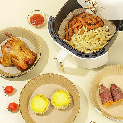 50-Piece 16cm Air Fryer Baking Paper Set – High-Temperature Resistant Disposable Round Liners for Air Fryers – Non-Stick, Easy-to-Clean, and Practical Kitchen Solution – Perfect for Baking, Frying, and Reheating – Pre