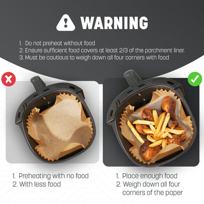 100pcs Air Fryer Parchment Paper 9 inch Liners - Disposable, Greaseproof, Heat Resistant to 220°C, Food Grade LFGB Standard, Compatible with Ninja, Tower