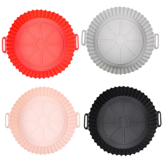 4pcs Silicone Pot for Air Fryer Dual Basket Liners Handle Baking Pan | Reusable Airfryer Pot Non-stick | Silicone Air Fryer Liners – Reusable Air Fryer Accessories | Round Air Fryer Silicone Liner – Fits Most silicone air
