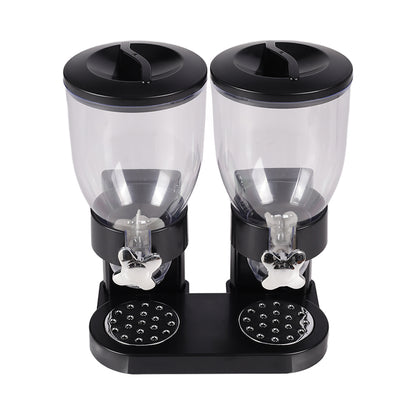 4L Large Capacity Double Cereal Dispenser - Airtight Dry Food Storage Canister for Breakfast Cereal/Snacks/Candy, Space-Saving Kitchen Organizer (29×16×35cm, Black)