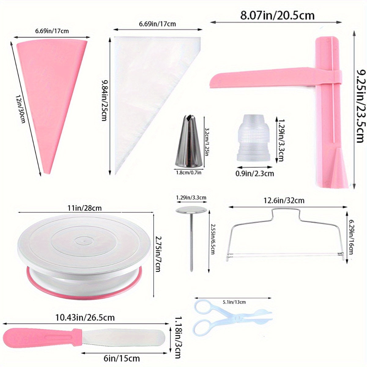 200pcs Set Including a Cake Turntable, Piping Tips, Piping Bags, Cake Decorations, Nozzles, Cupcakes, Baking Tray Decorations, Baking Tools, And Kitchen Gadgets for Cream And Cookies.