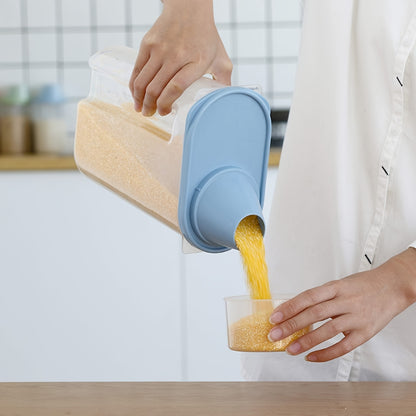 4pcs Large Airtight Cereal Storage Containers with Spout & Measuring Cup - Push-Button Easy-Pour Flip-Top Lid, Plastic Jars Suitable for Kitchen Pantry, Rice, Pet Food, Dry Goods - Multi-Color