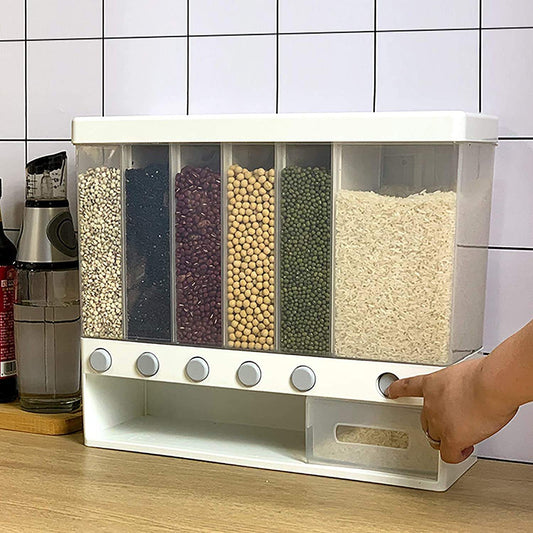 Food Sealed Storage Container Box Cereal Dispenser Rice Wall Mounted Dry Food Beans Kitchen Box Home Kitchen, Rice Dispenser