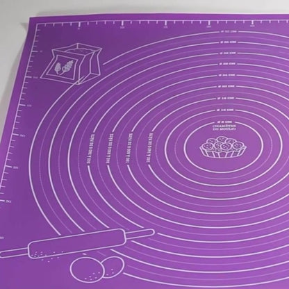 1pc Non-Stick Baking Mat with Rolling Pin Guide & Measurement Scale - Heavy-Duty Rubber Pastry Mat with Rounded Edges, Non-Slip Surface for Precise Dough Rolling, Cookie & Pie Making - Ideal for Christmas, Halloween, Easter,