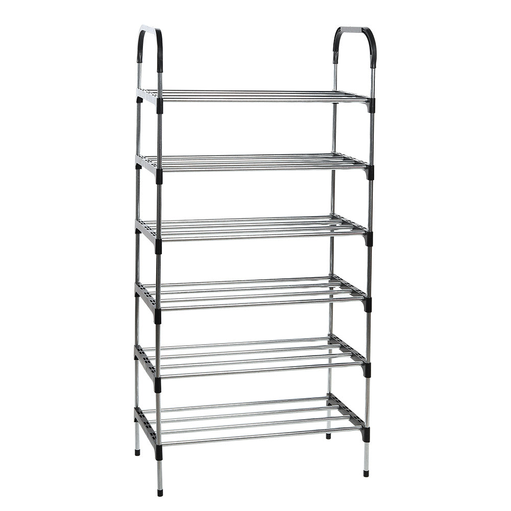 6 Tier Metal Shoe Rack Shoe Storage Organiser, Free Standing Durable Narrow Shoe Rack, Vertical Slim Shoe Tower, Multi Functional Heavy Duty Storage Unit Shoe Stand, Entryway Shoe Holder Space Saving Shoe Shelf Shoe Organizer