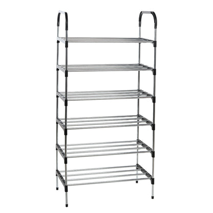 6 Tier Metal Shoe Rack Shoe Storage Organiser, Free Standing Durable Narrow Shoe Rack, Vertical Slim Shoe Tower, Multi Functional Heavy Duty Storage Unit Shoe Stand, Entryway Shoe Holder Space Saving Shoe Shelf Shoe Organizer