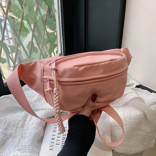 Women's Chest Bag Waterproof Hiking Bag Handbags Ladies Canvas Crossbody Bags Solid Color Women Sling Waist Pack