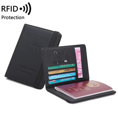 Women Men Travel Passport Holder Cover Case RFID PU Leather Credit ID Card Holder Case Ticket Protective Wallet